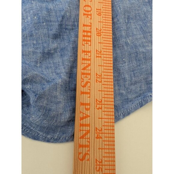 Talbots 100% Linen Shirt Womens Size Large Blue Tie Front Square Neck Coastal - Picture 11 of 11